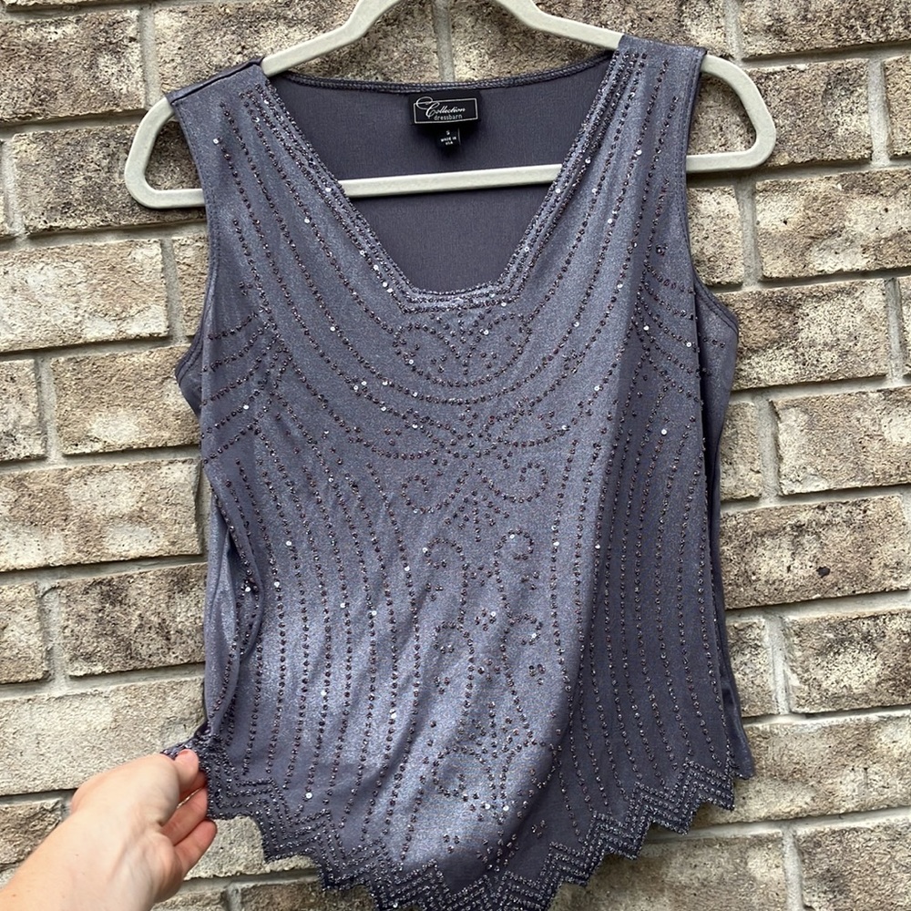 Art Deco Great Gatsby Roaring 20s Metallic Flapper Top